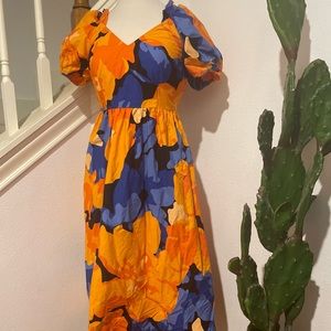 Tabitha Brown for Target - Floral Print Puff Sleeve Tie-Back Midi Dress